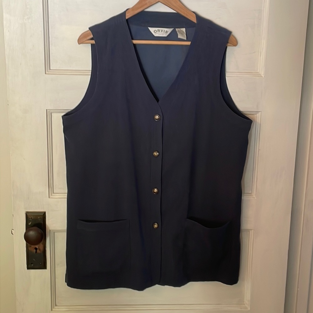 VINTAGE Orvis blue suede vest SZ large